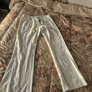 Roxy Cream Wide-Leg Drawstring Jeans
